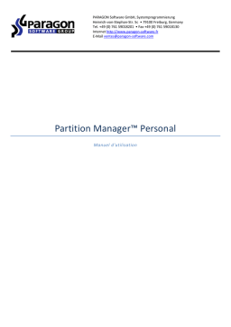 Paragon Software Partition Manager 11 personal Mode d'emploi