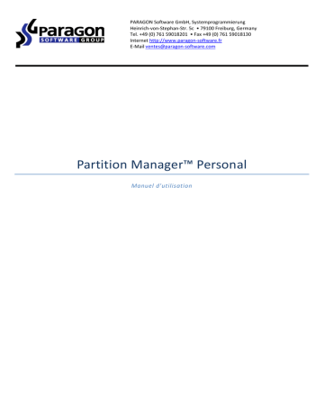 Paragon Software Partition Manager 11 personal Mode d'emploi | Fixfr