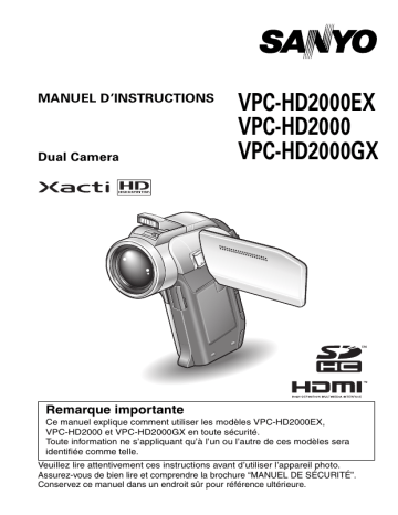 VPC HD2000EX | Mode d'emploi | Sanyo VPC HD2000GX Manuel utilisateur | Fixfr