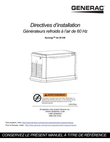 Generac Synergy Series 007040R0 Standby Generator Manuel utilisateur | Fixfr