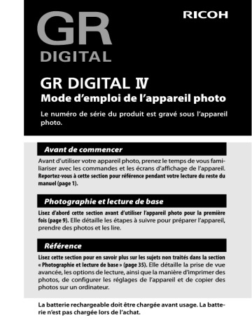 Ricoh GR Digital IV Mode d'emploi | Fixfr