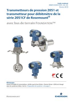 Rosemount 2051 Transmetteurs de pression et transmetteur pour débitmètre de la série 2051CF Manuel utilisateur