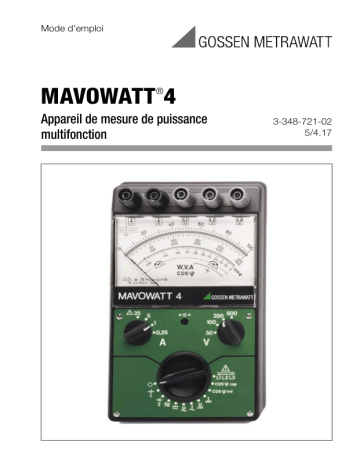 Mode d'emploi | Gossen MetraWatt MAVOWATT 4 Operating instrustions | Fixfr