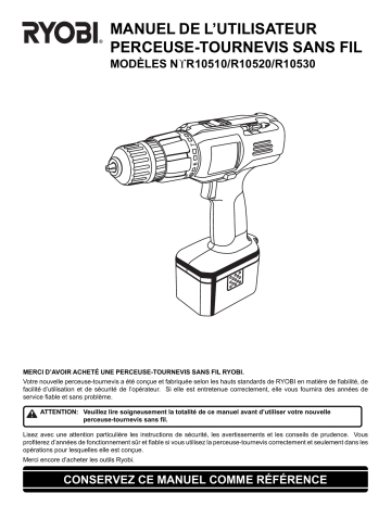 Manuel du propriétaire | Ryobi R10520 Manuel utilisateur | Fixfr