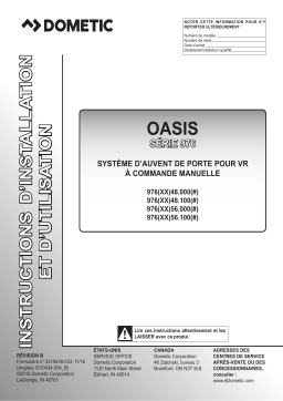 Dometic 3310439.033 Oasis 976 Series Door Awning Manuel utilisateur