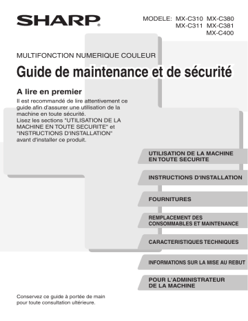 Manuel du propriétaire | Sharp MX-C380 Manuel utilisateur | Fixfr