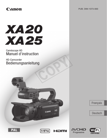 XA 20 | Mode d'emploi | Canon XA 25 Manuel utilisateur | Fixfr