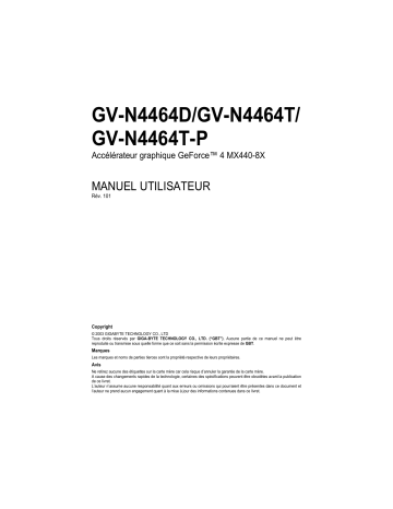 Manuel du propriétaire | Gigabyte GV-N4464T-P Manuel utilisateur | Fixfr