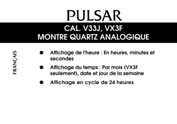 VX3F | Mode d'emploi | Pulsar V33J Manuel utilisateur | Fixfr