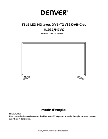 Denver LED-2469S 23.6” HD READY LED TV With DVB-T2 h.265, DVB-S2 & DVB-C tuner Manuel utilisateur | Fixfr