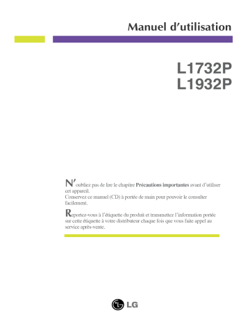 Manuel du propriétaire | LG L1732P-SN Manuel utilisateur | Fixfr