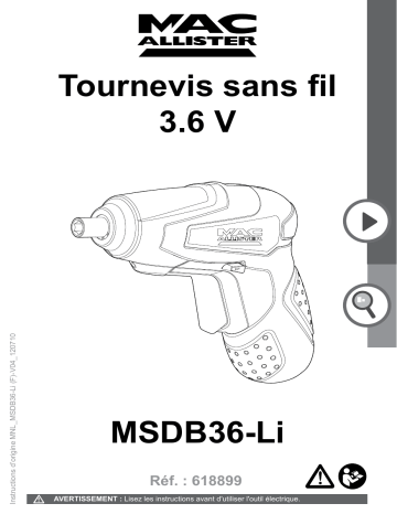 Manuel du propriétaire | Mac Allister TOURNEVIS SANS FIL 3,6 V Manuel utilisateur | Fixfr