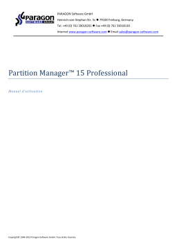 Paragon Software Partition Manager 15 professional Manuel utilisateur