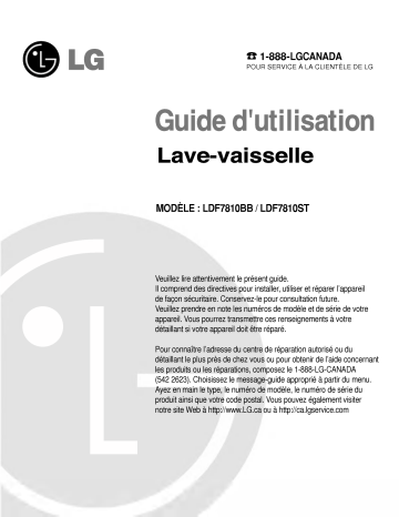 LD-6105TB | LDF7810ST | LD-6105BB | LG LDF7810BB Manuel du propriétaire | Fixfr