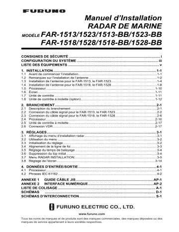 FAR1518/DC | FAR1513 | Installation manuel | Furuno FAR1518 Guide d'installation | Fixfr