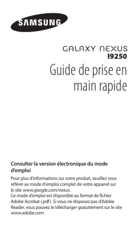 Manuel du propriétaire | Samsung GT-i9070 Galaxy S Advance Manuel utilisateur | Fixfr