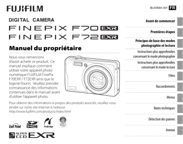 FinePix F70 EXR | Fujifilm FinePix F72 EXR Mode d'emploi | Fixfr