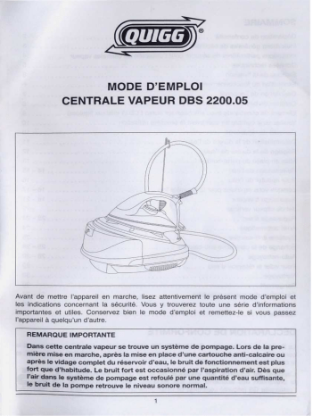 Manuel du propriétaire | Quigg DBS2200.05 Manuel utilisateur | Fixfr