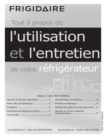 FFET1022UW | FFET1022UB | Manuel du propriétaire | Frigidaire FFET1222UB Manuel utilisateur | Fixfr