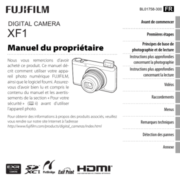 Manuel du propriétaire | Fujifilm XF1 Manuel utilisateur | Fixfr