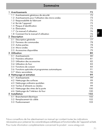 Manuel du propriétaire | Smeg SF4390MX Manuel utilisateur | Fixfr