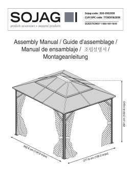 Sojag 500-9162936 10 ft. D x 12 ft. W Meridien Aluminum Gazebo with UV-Protected Roof Panels and Nylon Mosquito Netting Manuel utilisateur