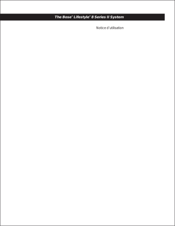 Manuel du propriétaire | Bose LIFESTYLE 8 Manuel utilisateur | Fixfr