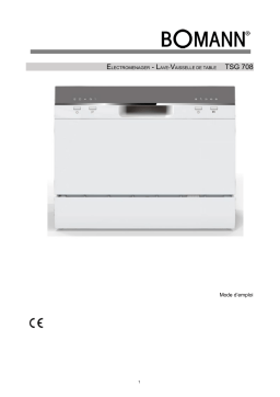 BOMANN TSG 708 Table Dishwasher Manuel utilisateur