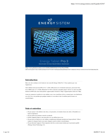 Mode d'emploi | ENERGY SISTEM Pro 3 Manuel utilisateur | Fixfr