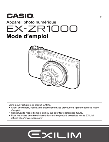 Mode d'emploi | Casio EX ZR1000 Manuel utilisateur | Fixfr