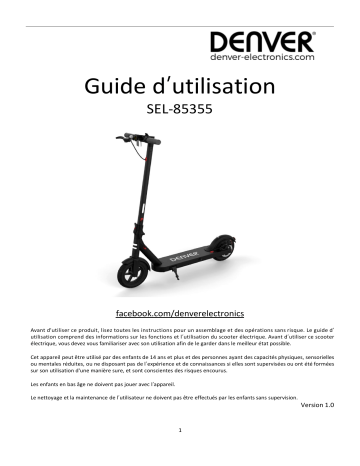 Denver SEL-85355 Electric scooter Manuel utilisateur | Fixfr