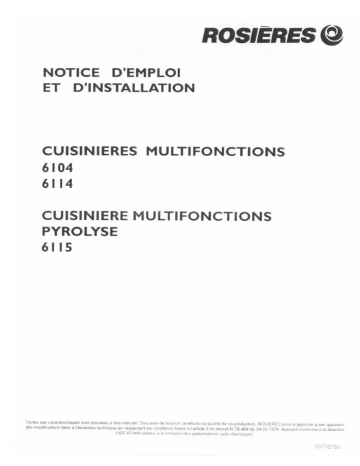 Manuel du propriétaire | ROSIERES 6114 Manuel utilisateur | Fixfr