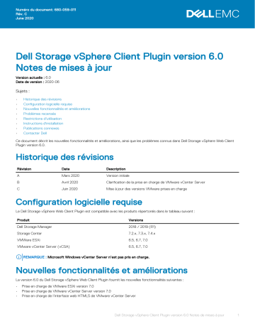 Storage SCv2000 | Storage SC7020 | Storage SC7020F | Compellent SC4020 | Storage SCv3020 | Storage SC5020 | Storage SC5020F | Storage SC8000 | Dell Storage Manager storage software Manuel du propriétaire | Fixfr