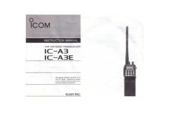 Manuel du propriétaire | ICOM IC-A3 Manuel utilisateur | Fixfr