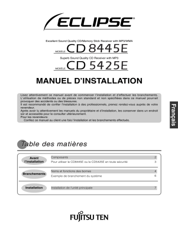 Manuel du propriétaire | Eclipse CD8445E Manuel utilisateur | Fixfr