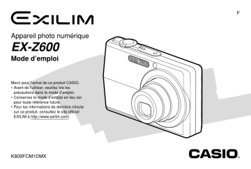 Manuel du propriétaire | Casio EX-Z600 Manuel utilisateur | Fixfr