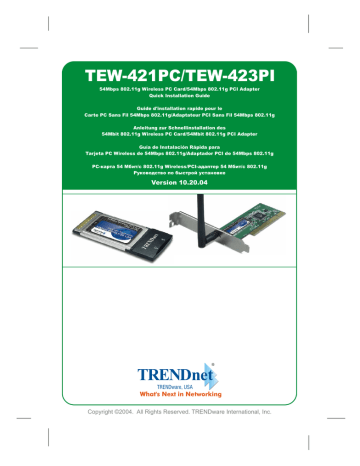 TEW-423PI | Trendnet TEW-421PC 54Mbps 802.11g Wireless PC Card Manuel utilisateur | Fixfr