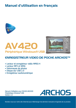 Archos AV 420 Manuel utilisateur