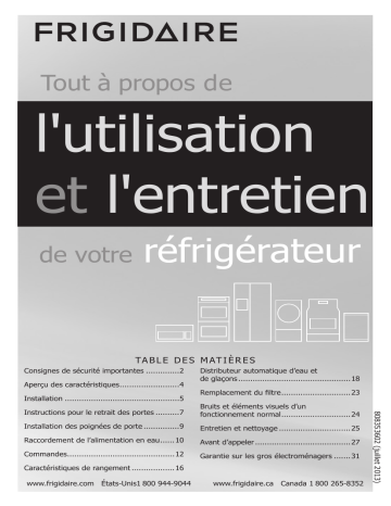 FFHS2622MQ | FFHS2322MB | Manuel du propriétaire | Frigidaire FFHS2622MH Manuel utilisateur | Fixfr