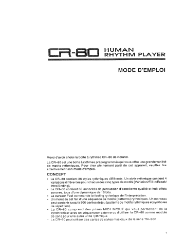 Manuel du propriétaire | Roland CR-80 Manuel utilisateur | Fixfr