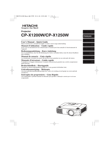 Manuel du propriétaire | Hitachi CP-X1200W Manuel utilisateur | Fixfr