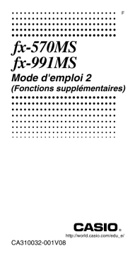 Casio FX-991570MS FONCTIONS SUPPLEMENTAIRES Manuel utilisateur