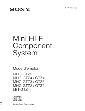 Manuel du propriétaire | Sony MHC-GTZ3I Manuel utilisateur | Fixfr