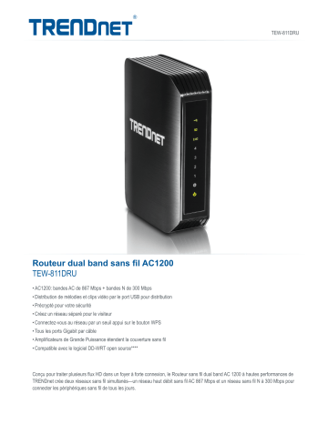 RB-TEW-811DRU | Trendnet TEW-811DRU AC1200 Dual Band Wireless Router Fiche technique | Fixfr