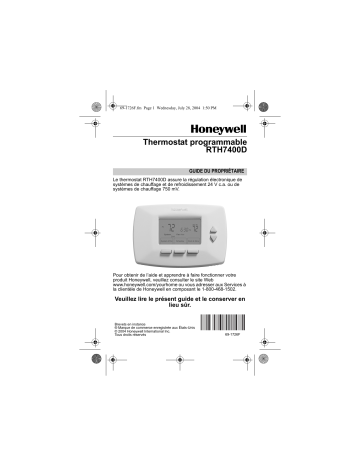 Manuel du propriétaire | Honeywell RTH7400D Manuel utilisateur | Fixfr