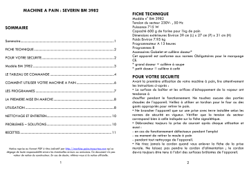 Manuel du propriétaire | SEVERIN BM 3982 Manuel utilisateur | Fixfr