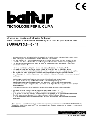 Manuel du propriétaire | BALTUR SPARGAS 11 Manuel utilisateur | Fixfr