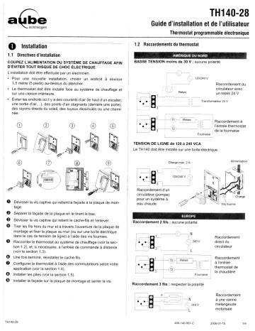 Manuel du propriétaire | Aube Technologies TH140-28 Manuel utilisateur | Fixfr