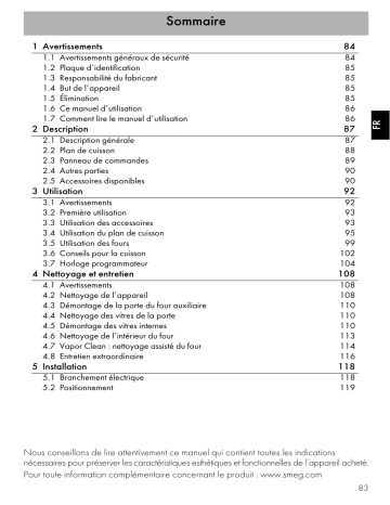 Manuel du propriétaire | Smeg CPF9GMBL Manuel utilisateur | Fixfr