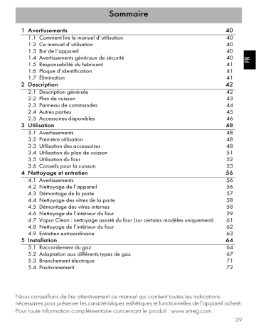 Manuel du propriétaire | Smeg CX68MBL8 Manuel utilisateur | Fixfr